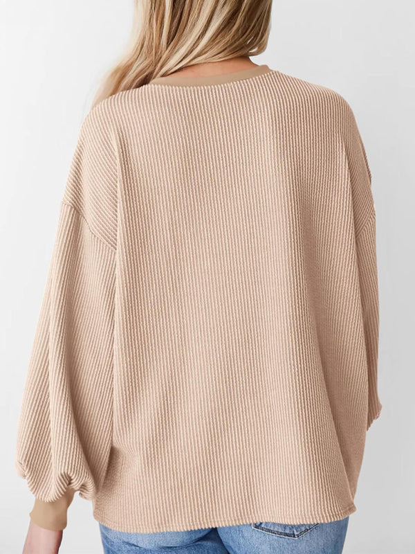 Pullovers - Oversized Ribbed Pullover – Essential Casual Wear for Women