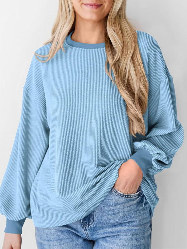 Pullovers - Oversized Ribbed Pullover – Essential Casual Wear for Women