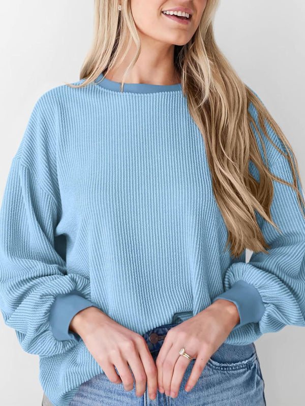 Pullovers - Oversized Ribbed Pullover – Essential Casual Wear for Women