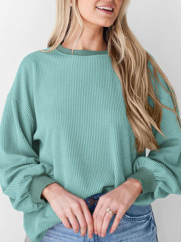 Pullovers - Oversized Ribbed Pullover – Essential Casual Wear for Women