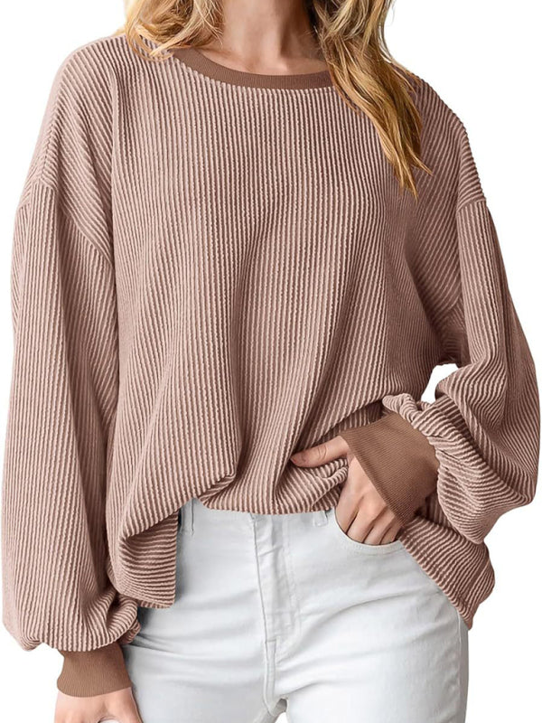 Pullovers - Oversized Ribbed Pullover – Essential Casual Wear for Women