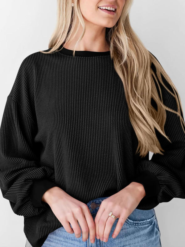 Pullovers - Oversized Ribbed Pullover – Essential Casual Wear for Women