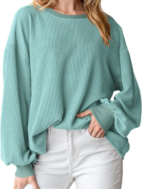 Pullovers - Oversized Ribbed Pullover – Essential Casual Wear for Women