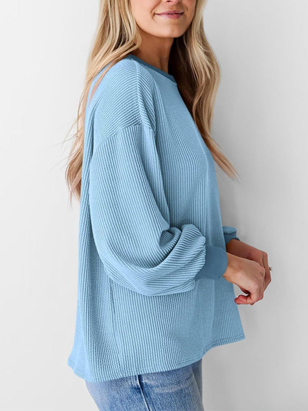 Pullovers - Oversized Ribbed Pullover – Essential Casual Wear for Women