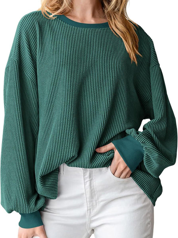 Pullovers - Oversized Ribbed Pullover – Essential Casual Wear for Women