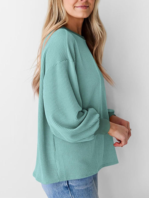 Pullovers - Oversized Ribbed Pullover – Essential Casual Wear for Women