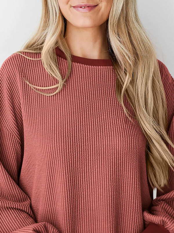 Pullovers - Oversized Ribbed Pullover – Essential Casual Wear for Women