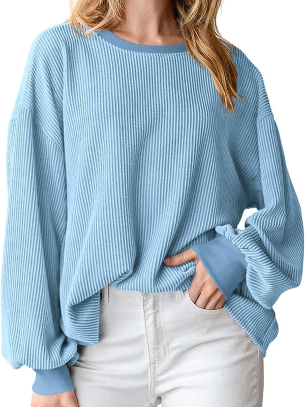 Pullovers - Oversized Ribbed Pullover – Essential Casual Wear for Women