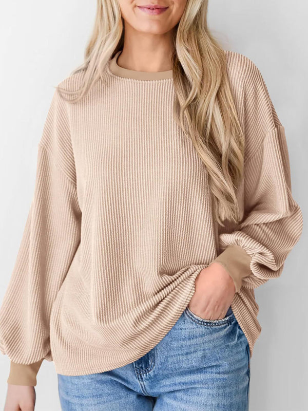 Pullovers - Oversized Ribbed Pullover – Essential Casual Wear for Women