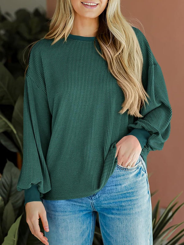 Pullovers - Oversized Ribbed Pullover – Essential Casual Wear for Women