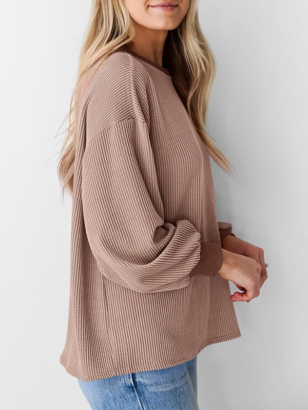 Pullovers - Oversized Ribbed Pullover – Essential Casual Wear for Women