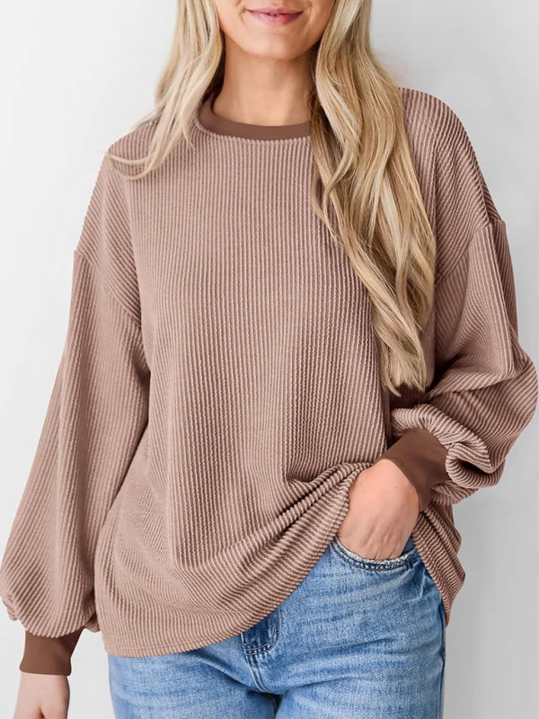 Pullovers - Oversized Ribbed Pullover – Essential Casual Wear for Women