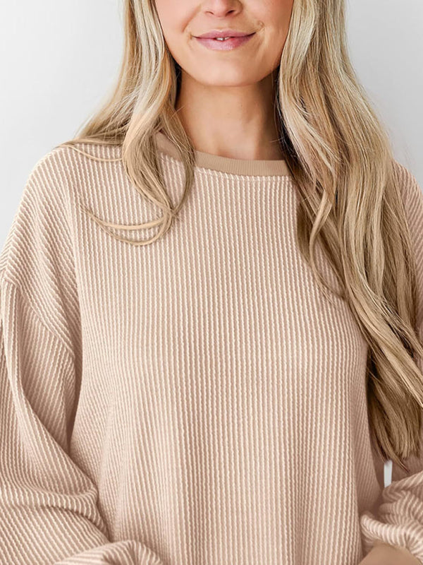 Pullovers - Oversized Ribbed Pullover – Essential Casual Wear for Women
