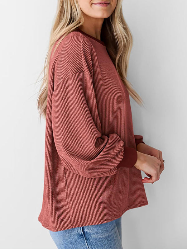 Pullovers - Oversized Ribbed Pullover – Essential Casual Wear for Women