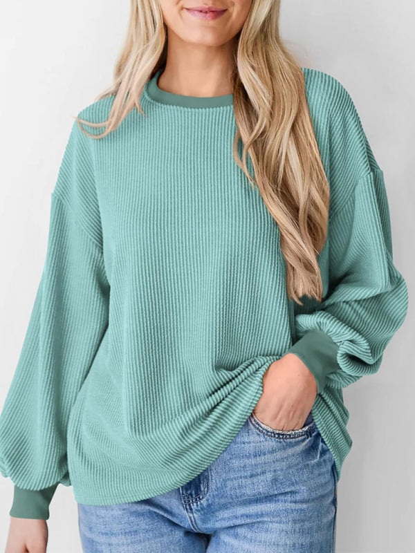 Pullovers - Oversized Ribbed Pullover – Essential Casual Wear for Women