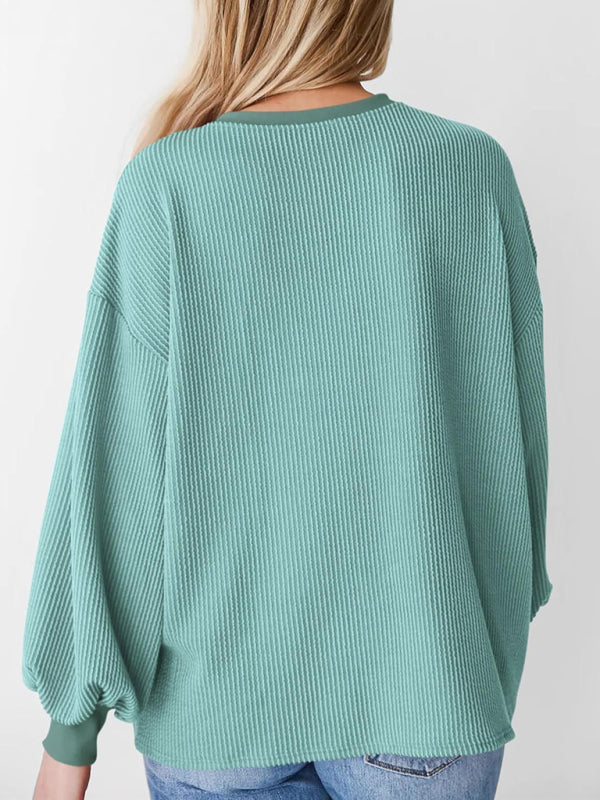 Pullovers - Oversized Ribbed Pullover – Essential Casual Wear for Women