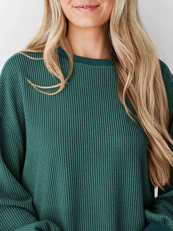 Pullovers - Oversized Ribbed Pullover – Essential Casual Wear for Women