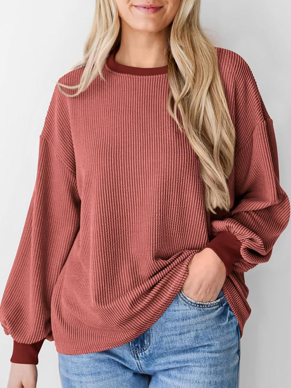 Pullovers - Oversized Ribbed Pullover – Essential Casual Wear for Women