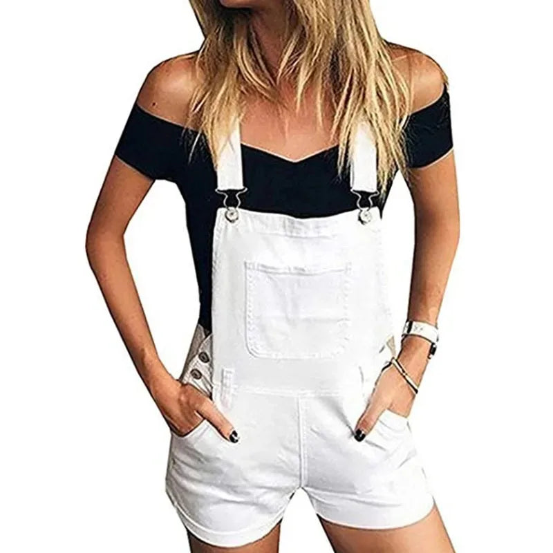 Rompers- Summer Essentials Rompers - Denim Bib Short Overalls- - Pekosa Women Fashion