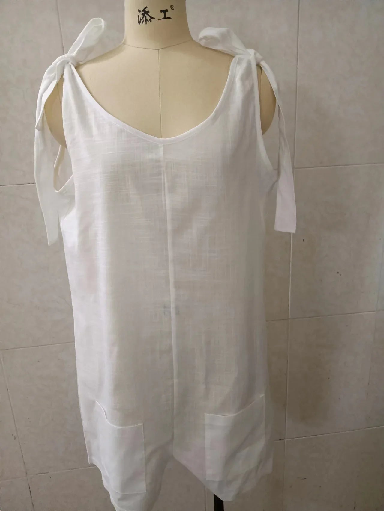 Rompers- Women's Solid Cotton Romper with Tie Shoulders- - Pekosa Women Fashion