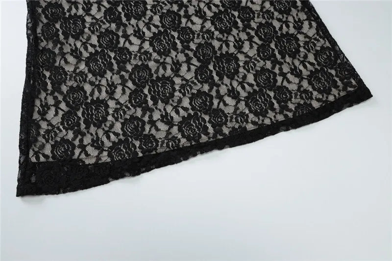 Elegant Dresses - Black Lace Sexy Maxi Dress For Women Slipdress Spaghetti Strap Sleeveless Backless High Waist Bodycon Club Long Dress