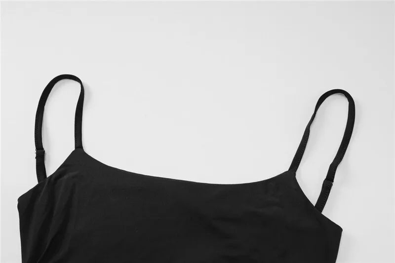 Party Dresses - Black Sexy Dress Sets Women Spaghetti Strap Bodysuit And Maxi Skirt Matching Sets Backless Slim Fit Long Skirt Set