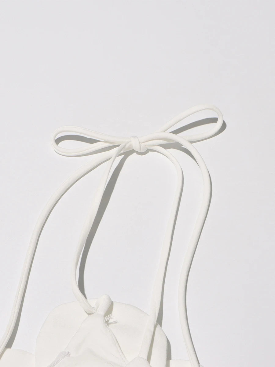 Party Dresses - Patchwork Appliques Mini Dresses For Women Diagonal Collar Sleevelss Spliced Lace Up High Waist Dresses Female New