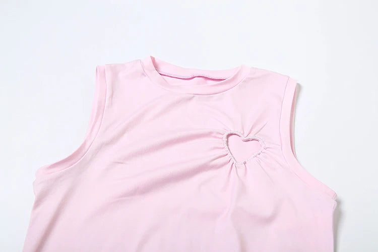 Matching Sets - Spring Release Junior Ankle-Length High Street Pants Suit K25S63797 Girl Solid Slim Love Hollow Pattern Pants Suit