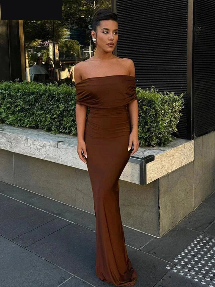 Bodycon dresses - slash neck elegant solid dress women summer hollow skinny stretch maxi bodycon birthday party streetwear Vestidos