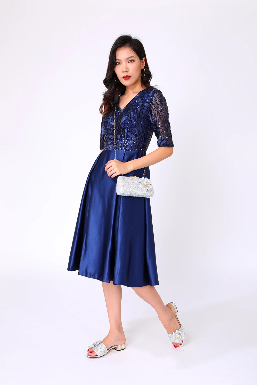 Shoes - New Ladies Rhinestone Clutch Flat Heel Diamond Evening Shoes and Bag suit Rhinestone Flat plus size Stone Slippers Size 34-44