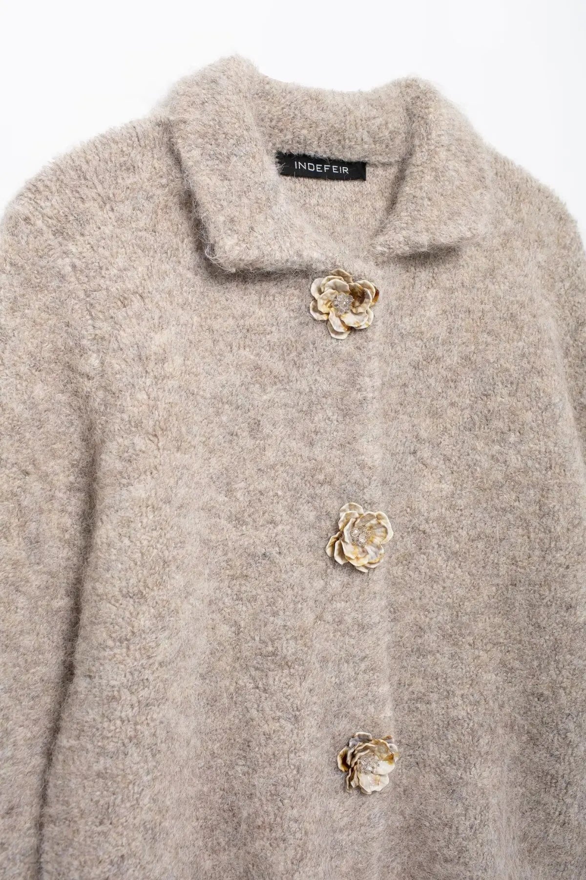 Cardigans - Women Autumn Flowers Shape Single Breasted Lapel Long Sleeve Knitted Top Fashion Female Chic Casual Slim Sweater Cardigan