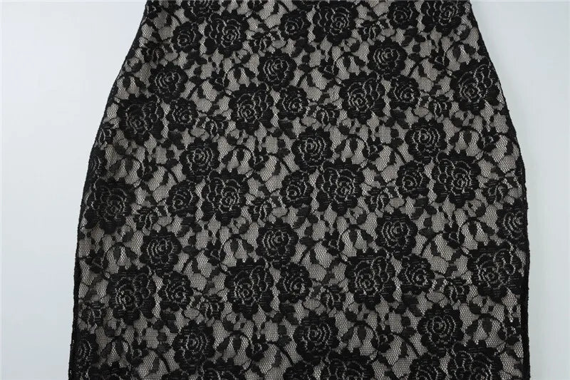 Elegant Dresses - Black Lace Sexy Maxi Dress For Women Slipdress Spaghetti Strap Sleeveless Backless High Waist Bodycon Club Long Dress