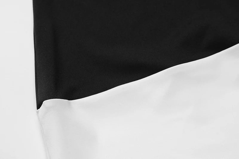 Mini Dresses - Sexy Half High Collar Half Sleeve Patchwork Mini Dress Women Slim Elegant High Waist Dress Streetwear Female Clothes