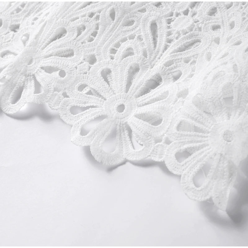 Matching Sets - Elegant See Through Crochet Top Women Set Hallow Out Flare Long Sleeve Top Slim Empire Hip Package Skirts 2025 Summer Lady Set