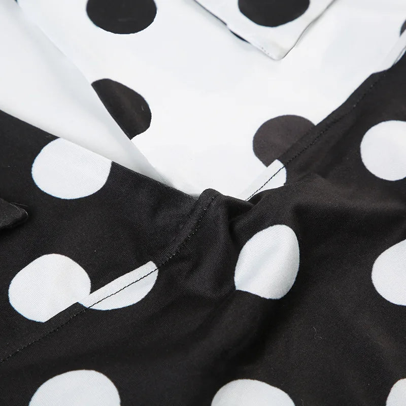 Sleeveless Blouses - Contrast Polka Dot Cross Scarf Vest Sexy Hot Girl Two Wears Short Top V Neck Slim Fashion Club Party Tank 2025 New Summer