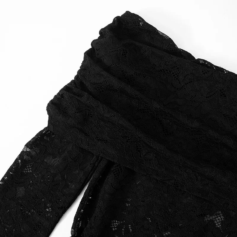 Jumpsuits - Mozision Lace See Through Long Sleeve Sexy Jumpsuit Women Fashion Lace Off-shoulder Bodycon High Waist Club Party Jumpsuits