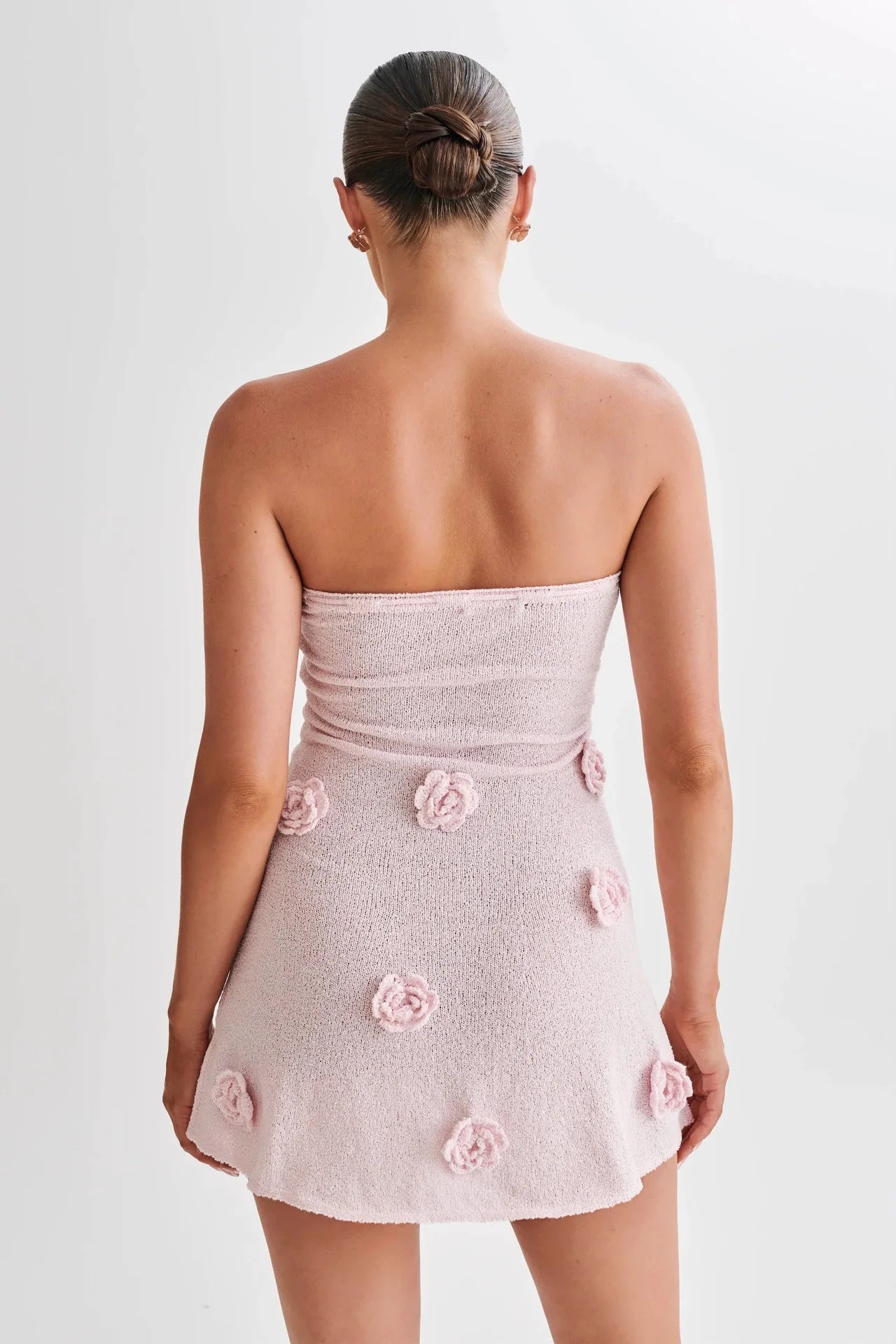 Casual Dresses - Elegant Sleeveless Lace Up Pink Mini Dress Women New Fashion 3d Flower Backless Sexy A-Line Short Dresses Bodycon Birthday Party