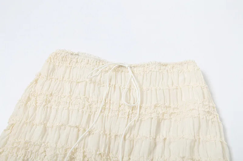 Matching Sets - Chiffon Lace Sexy Skirt Two Piece Sets Women Halter Crop Tops And Maxi Skirt Ladies Fashion Woman Long Dress Set