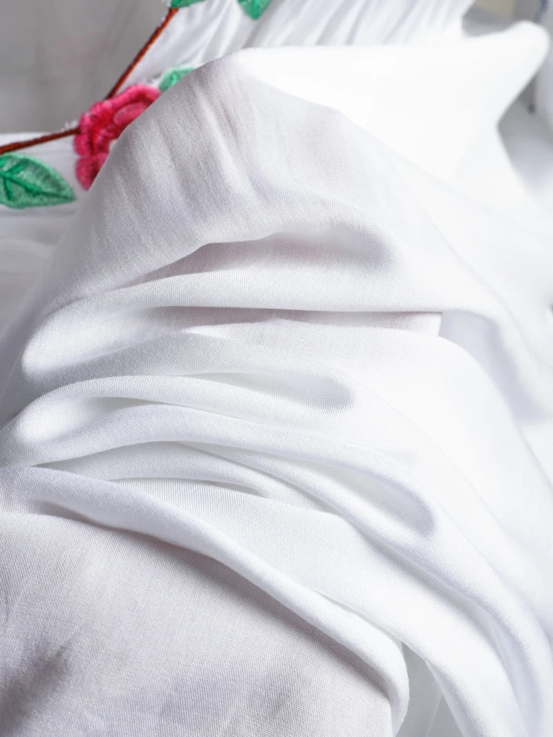 Kaftans - Jastie Embroidered Women Maxi Dress V-Neck Batwing Sleeve Loose Oversize Summer Dresses Drawstring Waist Boho Beach Vestidos