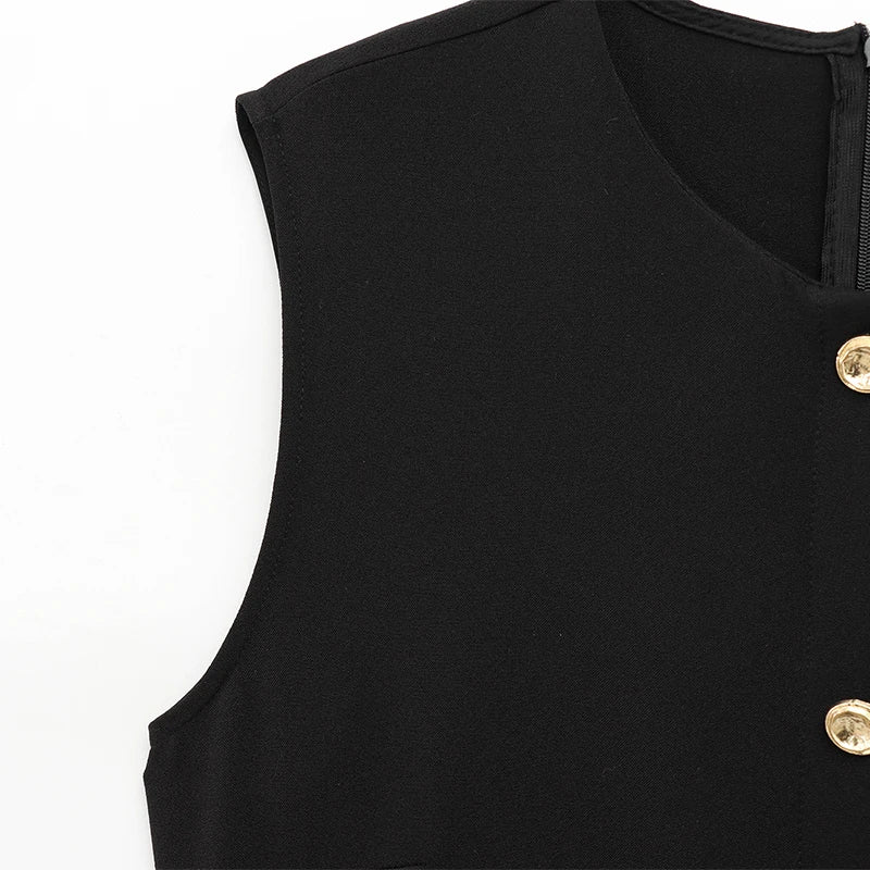 Buttoned Dresses - Long Dress With Belt Women Slim Single Breasted Front Split Sleeveless Female Dresses 2025 Summer Lady Vestido