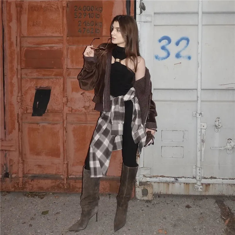 Halter Tops - Turtleneck Basic Knit Tank Tops Women Vest Pullovers Metal Ring Camisole Sleeveless Skinny Knitted Tops Y2K Cropped Top