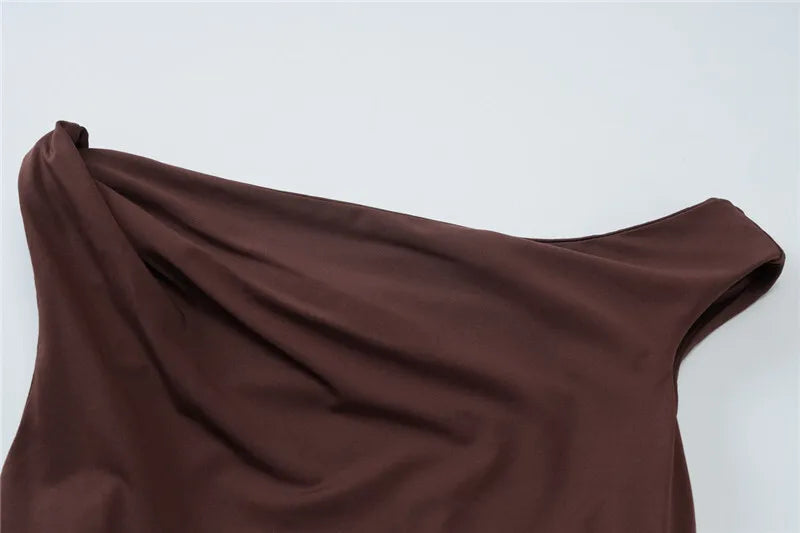 Elegant Dresses - Oblique Shoulder Backless Sexy Maxi Dress For Women Fashion Off-shoulder Sleeveless High Waist Bodycon Club Long Dress