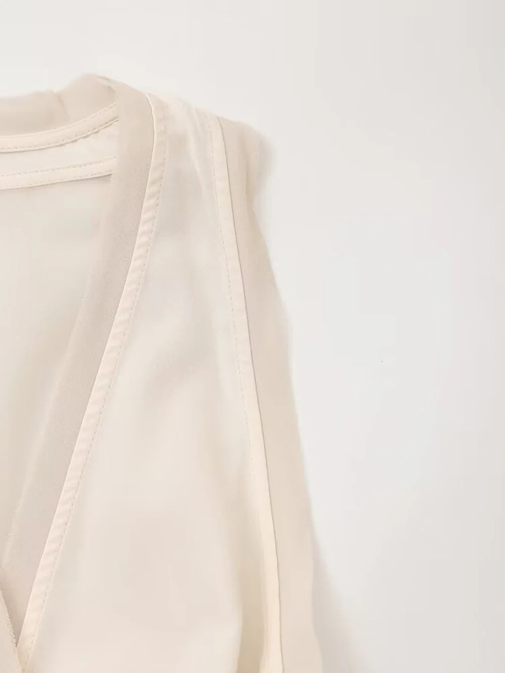 Midi Dresses - Women's V-neck Sleeveless Vest Dress Premium Temperament Slim Lapel Long Dress Sexy Semi-sheer Slit Lingerie Long Dresses