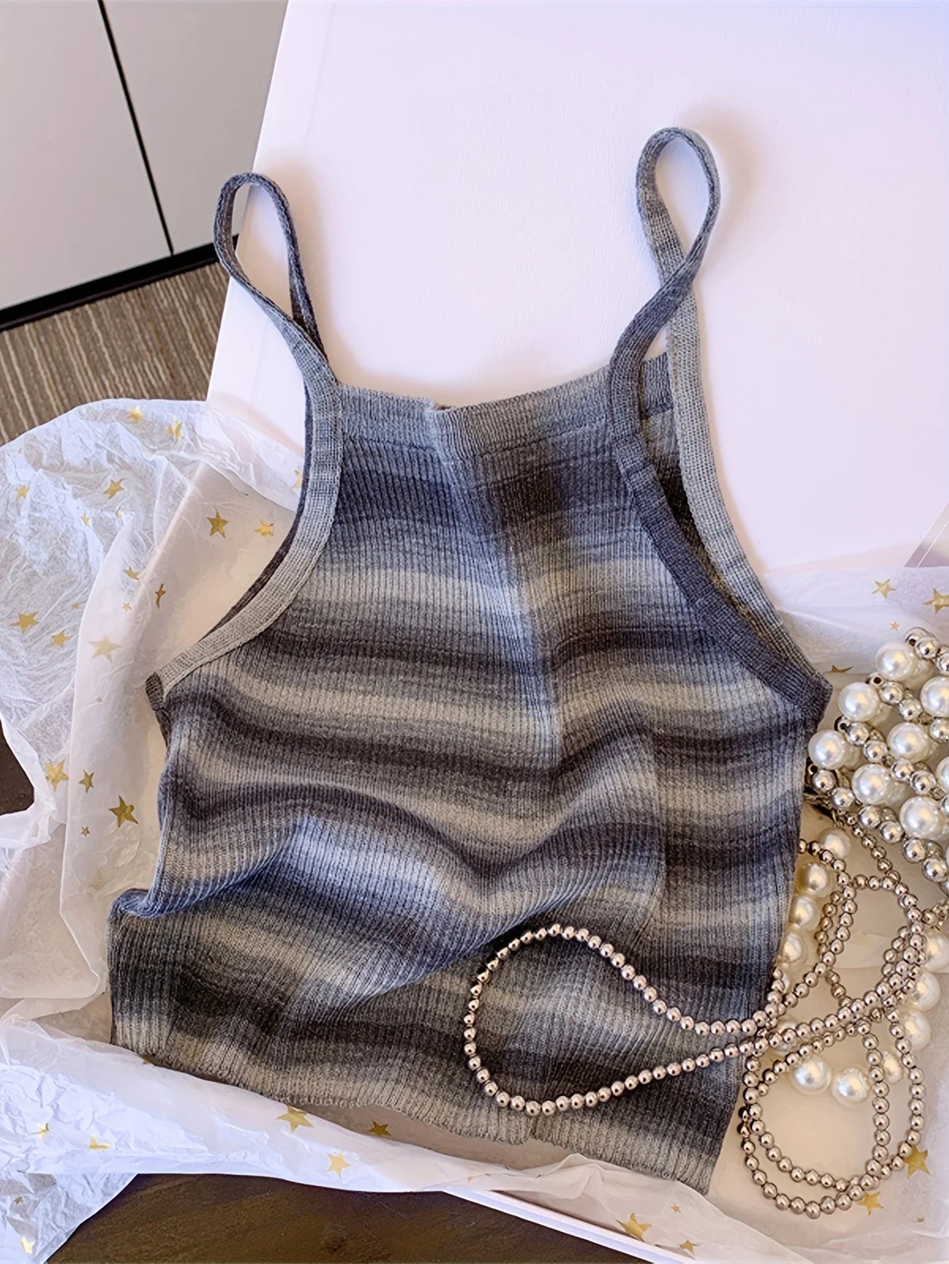 Knit Camis - 2024 Comfortable and Stylish Striped Ribbed Knit Cami Top for Women Sleeveless Square Neck Casual Top Rainbow Crop Top
