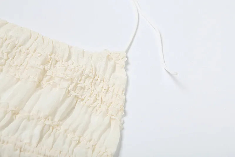 Matching Sets - Chiffon Lace Sexy Skirt Two Piece Sets Women Halter Crop Tops And Maxi Skirt Ladies Fashion Woman Long Dress Set