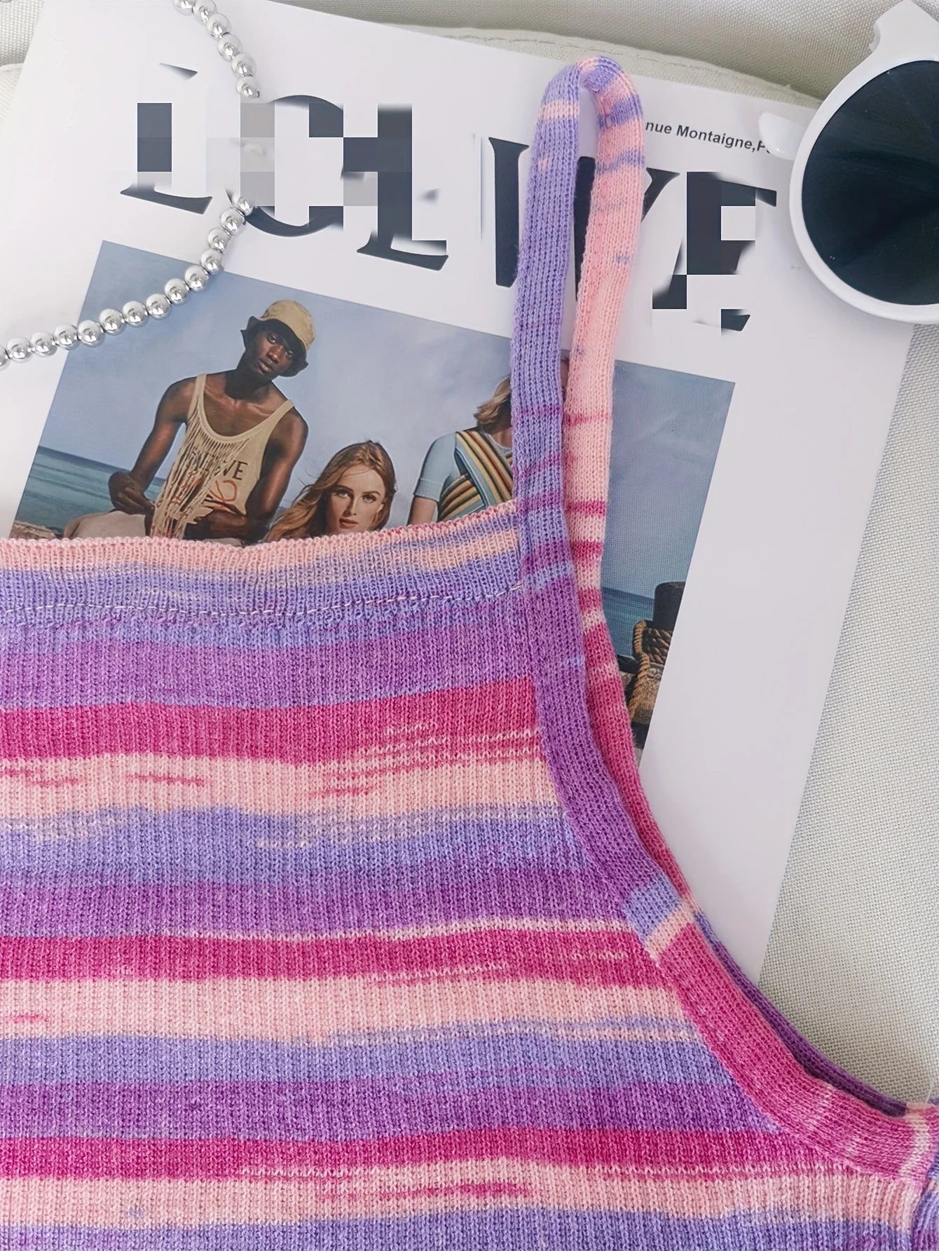 Knit Camis - 2024 Comfortable and Stylish Striped Ribbed Knit Cami Top for Women Sleeveless Square Neck Casual Top Rainbow Crop Top