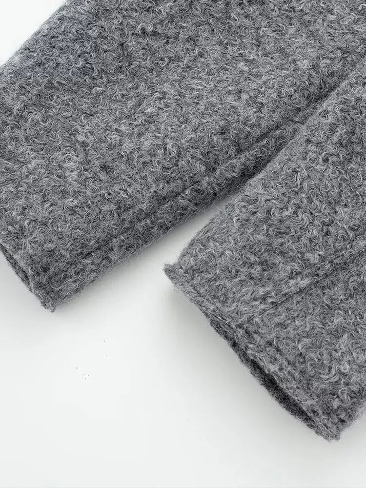 - 2024 Autumn Women's Cropped Jacket OuterwearLong Sleeve With Pocket Zipper Faux Fur Coat Fashion Women's Clothing