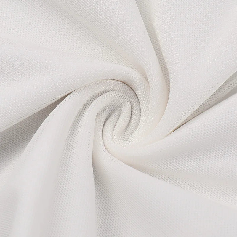 See-through Dresses - White Mesh Pleated Evening Club Party Dress Women Robes Backless Elegant Sexy Dress Bodycon Long Summer Dress Vestidos