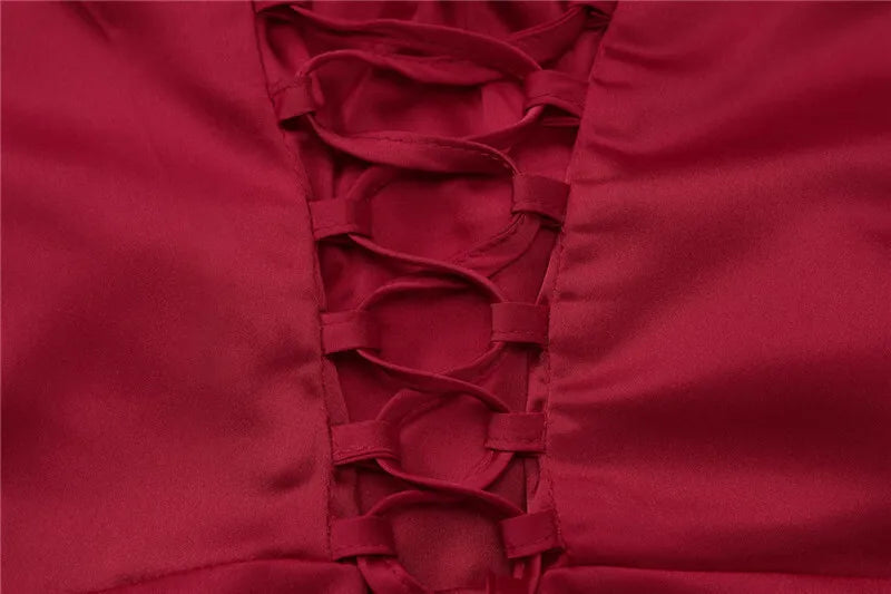 Elegant Dresses - Spaghetti Strap Thigh High Split Sexy Maxi Dress Women Elegant Satin High Elastic Sleeveless Backless Club Party Dress