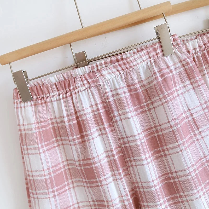 Pajamas - 100% Cotton Women's pajamas Summer Pajama Set Loose-fit Short Sleeve Shorts Trousers Three-piece Thin Homewear